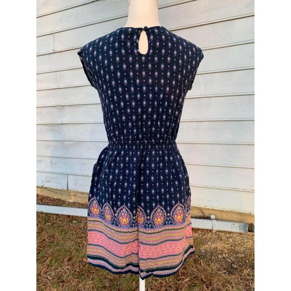 Mossimo Dress Fit and Flare Juniors Size Medium Blue Pink Casual G2 - Picture 5 of 6